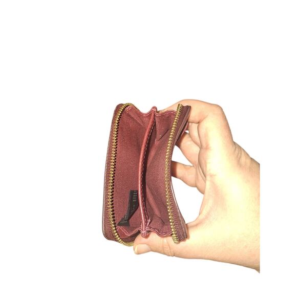 Fossil Leather Burgundy Card Holder Card Wallet Pocket Wallet Apron Wallet Boho - Picture 4 of 5